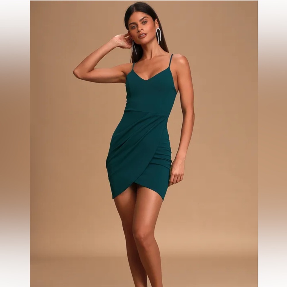 Lulu’s Forever Your Girl Teal Blue Bodycon Dress Size Small